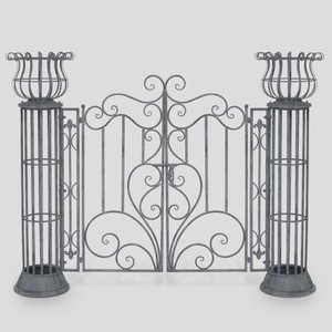 Ворота садовые металлический серый 172x130x36см