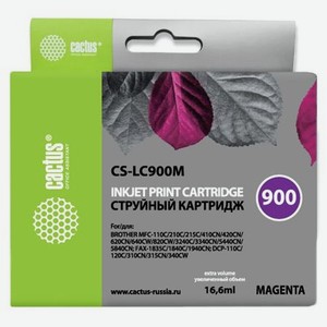 Картридж струйный Cactus CS-LC900M пурпурный (16.6мл) для Brother DCP-110/115/120/MFC-210/215/FAX-1840