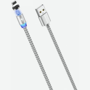 Дата-кабель More choice Smart USB 2.4A для Lightning 8-pin Magnetic K61Si нейлон 1м (Silver)