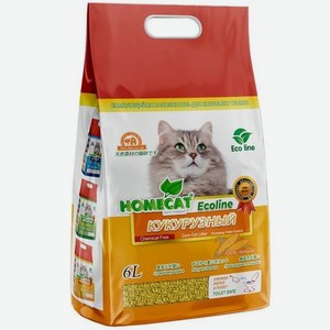 Наполнитель для кошачьих туалетов HOMECAT Ecoline комкующийс кукурузный 6л