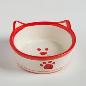 Миска Пижон керамическая Подмигивающий кот 150 мл бело-красная
