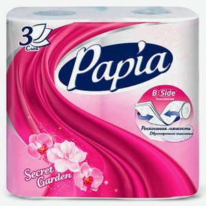 Туалетная бумага Papia 4шт 3-х арома Secret гарден
