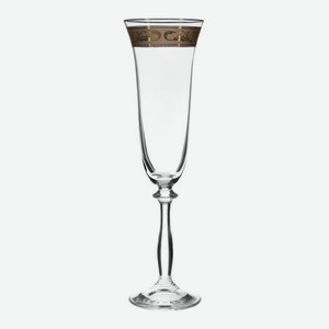 Набор рюмок для шампанского Crystal Bohemia ANGELA, декор Диарит, декорирование золотом, 190 мл (набор 6 шт)