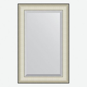 Зеркало с фацетом в багетной раме Evoform белая кожа с хромом 78 мм 54х84 см