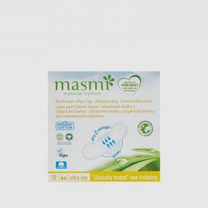 Ультратонкие дневные гигиенические прокладки с крылышками из органического хлопка MASMI Natural Cotton В Индивидуальной Упаковке 10 шт