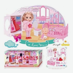 Кукла (16см) с набором мебели  Детская комната  (13предм) K0088