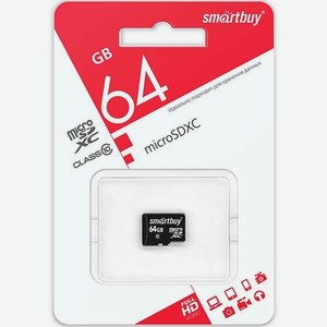 Карта памяти SmartBuy MicroSD 64Gb Class 10 SB64GBSDCL10-00LE