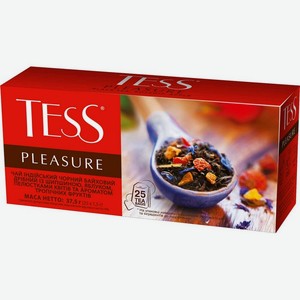 Чай TESS Pleasure пакет черный аром, тропические фрукты с добав, лепестки цветов,шиповник,яблоко 1,50гx25п
