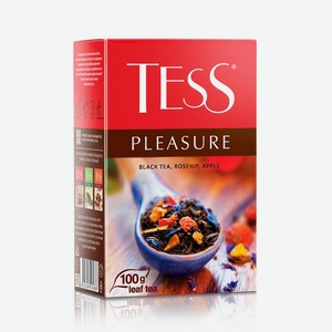 Чай TESS Pleasure лист черный аром. тропические фрукты с добав. лепестки цветов,шиповник,яблоко 100.00г
