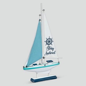 Лодка декоративная Liansheng бело-голубая 19x4x34 см