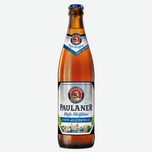 Пиво светлое безалкогольное Paulaner Hefe-Weissbier Non-Alcoholic нефильтрованное 0,5 л