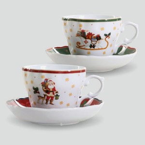 Чашка с блюдцем для чая Porcelana Bogucice Christmas 2 персоны