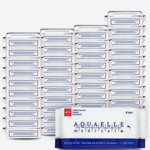 Aquaelle medical Влажные антибактериальные салфетки мультипак, 42 упаковки по 8 штук