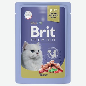 Брит 85г Premium Пауч Форель в желе для взрослых кошек