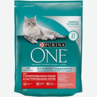 Сухой корм Purina ONE для стерилизованных кошек и кастрированных котов, с лососем и пшеницей, 200 г