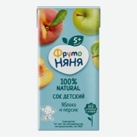 Сок   ФрутоНяня   яблоко-персик без сахара неосветленный, 0,2 л