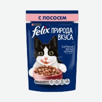 Влажный корм Felix Природа вкуса для взрослых кошек, с лососем, в соусе 75 г
