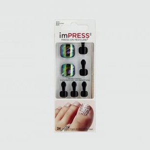 Накладные ногти KISS NEW YORK PROFESSIONAL Impress Pedicure Ol Inclusive 24 шт