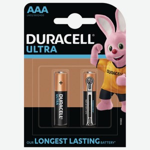 Батарейки алкалиновые Duracell Ultra AAA/R03/LR03/MX2400, 2 шт.