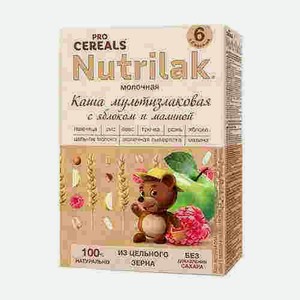 Каша Nutrilak Premium Мультизлаковая С Яблоком И Малиной Молочная 200мл