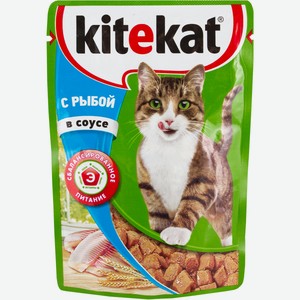  Корм для кошек Kitekat влажный с рыбой в соусе 85 гр