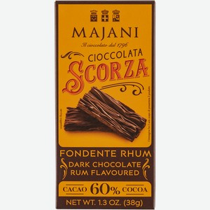 Шоколад горький Маджани Скорца с ромом Маджани кор, 38 г