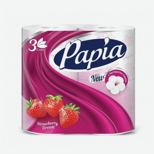 Туалетная бумага Papia Strawberry dream 3 слоя, 4 шт