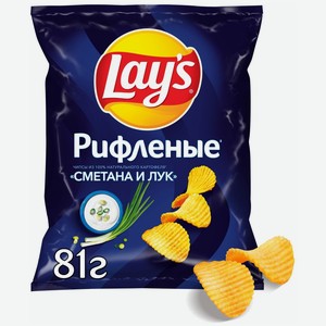 Чипсы картофельные Lay’s Сметана и лук, рифленые, 81 г