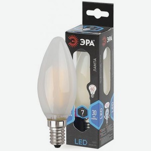 Лампа ЭРА F-LED B35-7w-840-E14 frozed филаментная свечка холодный свет матовая