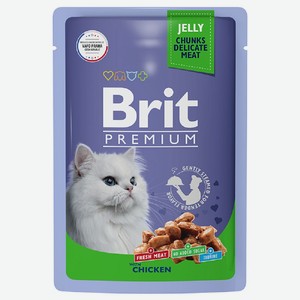 Брит 85г Premium Пауч Цыпленок в желе для взрослых кошек