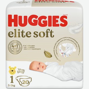 Подгузники HUGGIES Elite Soft (1) 3-5кг, Россия, 20 шт