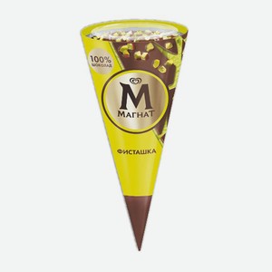 Мороженое сливочное Магнат с фисташковой пастой с шоколадом, рожок, 72г