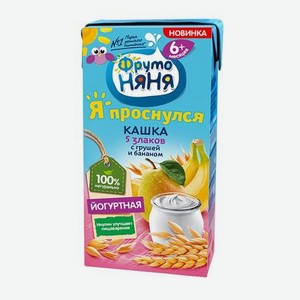 Кашка молочная ФрутоНяня йогуртная 5 злаков груша-банан, 0,2 л, с 6 месяцев