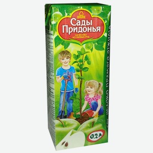 Сок Сады Придонья Яблоко прямого отжима, 0.2 л, тетрапак