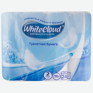 Туалетная бумага WHITECLOUD 2 сл. 24 рул. белая (Окей)