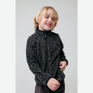 Куртка для мальчика (флис) CROCKID р.122 цв.черный, серые волны арт.фл 34011/н/44 ГР