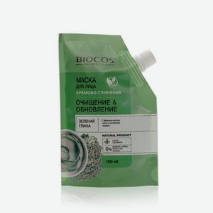 Кремово-глиняная маска для лица Biocos   очищение и обновление   с зелёной глиной 100мл