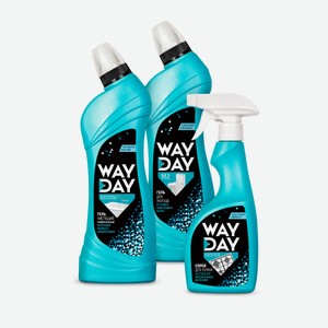 Набор чистящих средств WayDay Эффект чистоты: средство универсальное 700мл, гель для унитаза 700 мл, спрей для кухни 500 мл