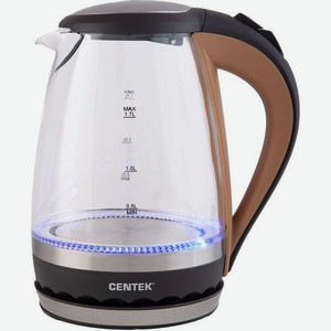 Чайник электрический CENTEK CT-0046, 2200Вт, прозрачный и черный