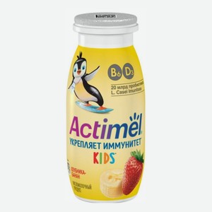 Напиток кисломолочный Актимель Кидс с клубникой и бананом, 95г