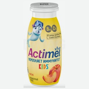 Напиток кисломолочный Актимель Кидс персик, 95г