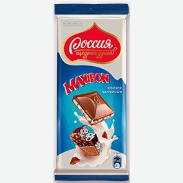 Шоколад Россия Максибон, Молочный, Куки Сэндвич С Двухслойной Начинкой Со Вкусом Мороженого И Печеньем, 80 Г