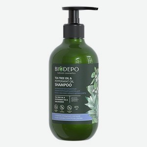 Шампунь Biodepo бессульфатный натуральный себорегулирующий с маслами чайного дерева и мяты, 475 мл