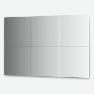 Зеркальная плитка с фацетом 15 мм - комплект 6 шт квадрат 50х50 см, серебро Evoform
