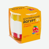 Йогурт   Коломенское молоко   черника-Малина-Манго 5%, 170 г