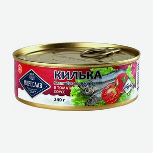Килька Мореслав Балтийская обжаренная в томатном соусе, 240 г, металлическая банка