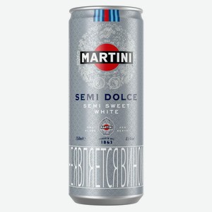 Плодовый алкогольный продукт Martini Semi Dolce белый сладкий Италия, 0,25 л