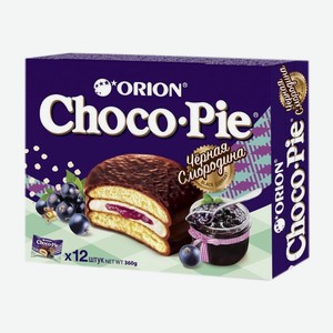 Печенье Orion Choco Pie черная смородина, 360 г, картонная пачка
