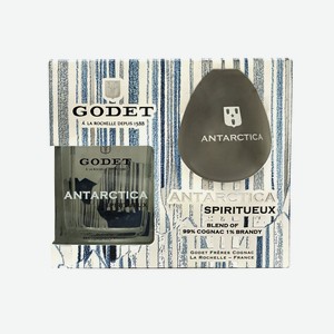Коньяк Cognac Godet Antarctica 0,5 l gift pack with glass