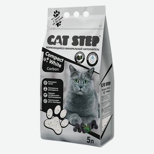 Наполнитель комкующийся минеральный CAT STEP Compact White Carbon, 5л